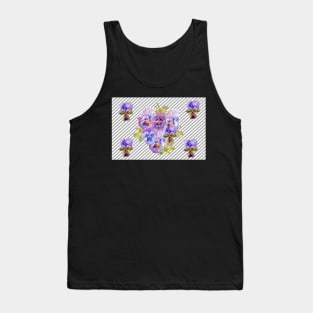 Shabby Chic Purple Pansy floral Stripe Pattern Tank Top